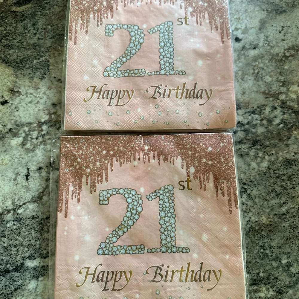 Rose Gold 21st Birthday Party Supplies Set